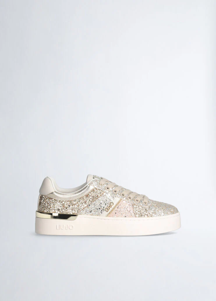 Sneakers with multicolour glitter