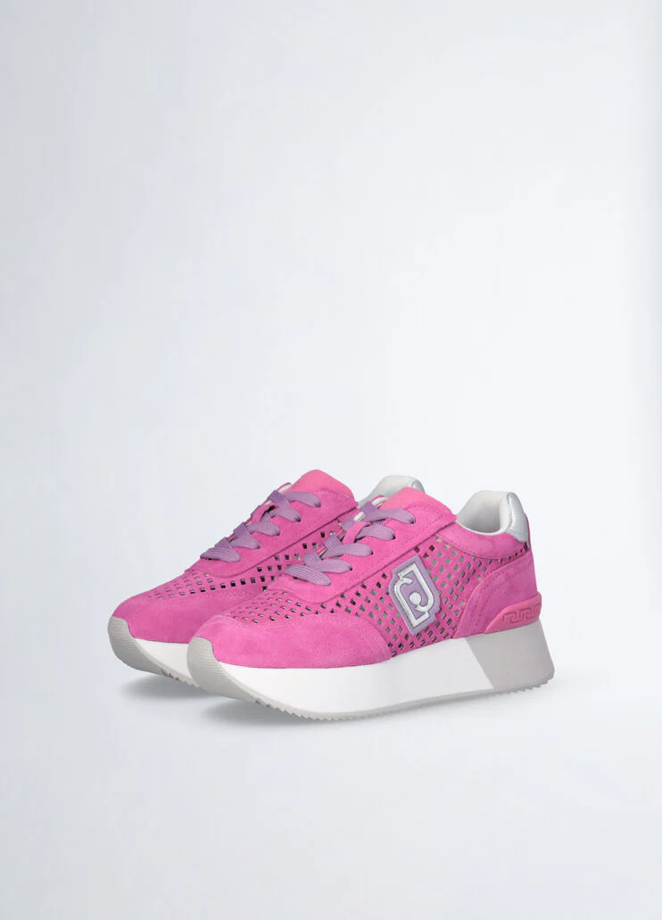 Perforated platform sneakers
