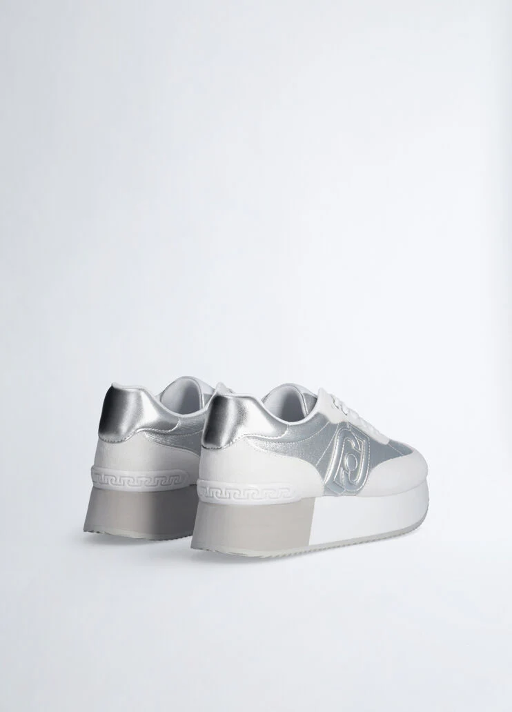 Metallic-effect denim sneakers
