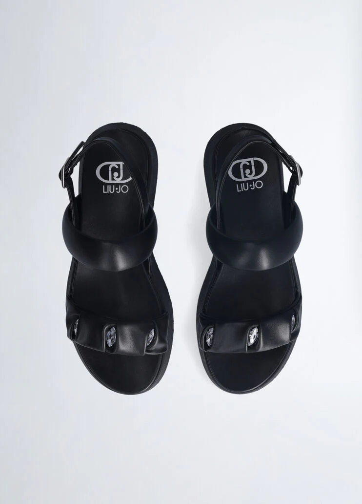 Platform sandals with jewel stones