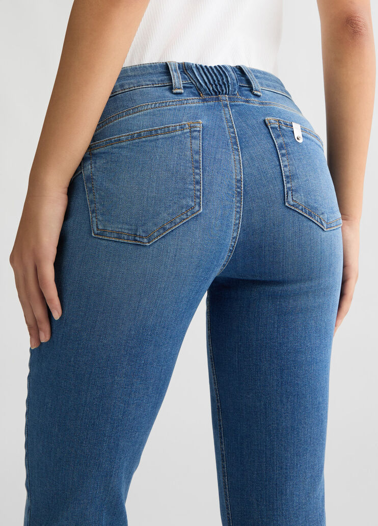 Blue bell-bottom jeans