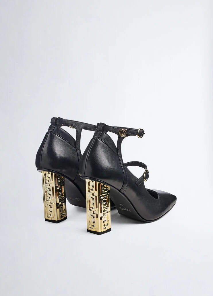 Black two-piece court shoes