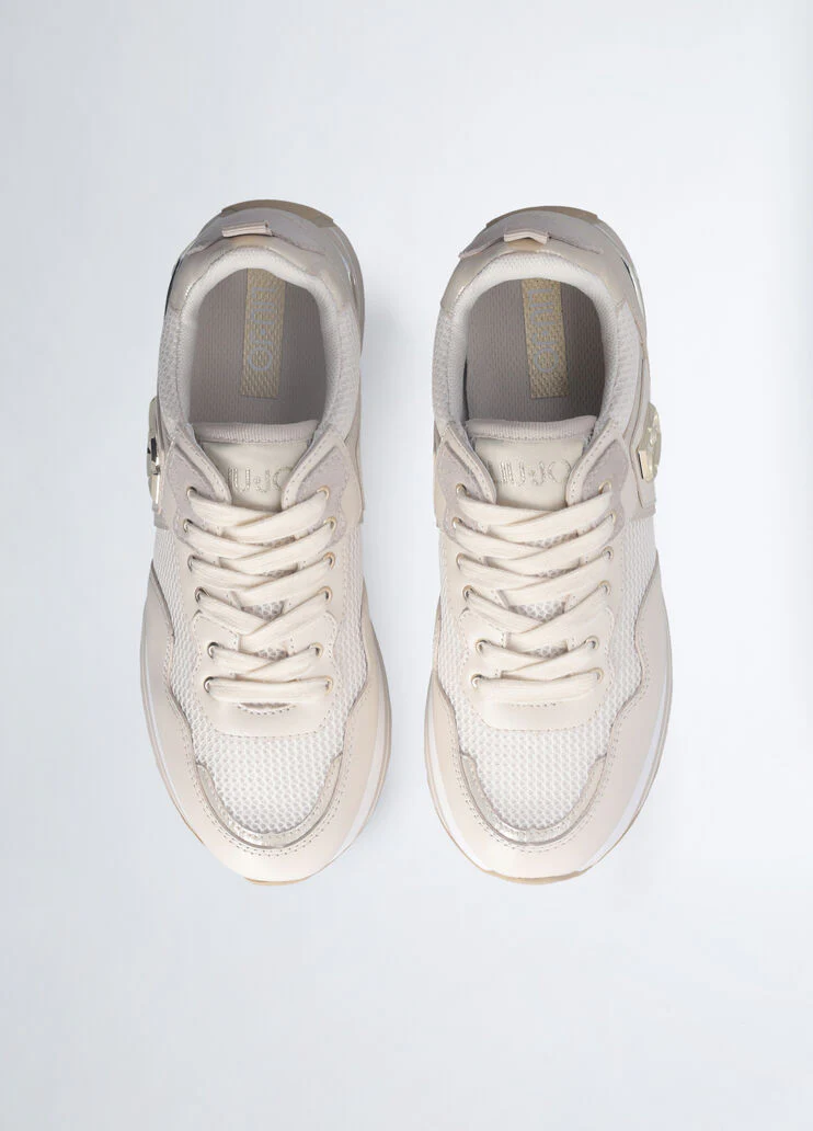 Leather and mesh platform sneakers