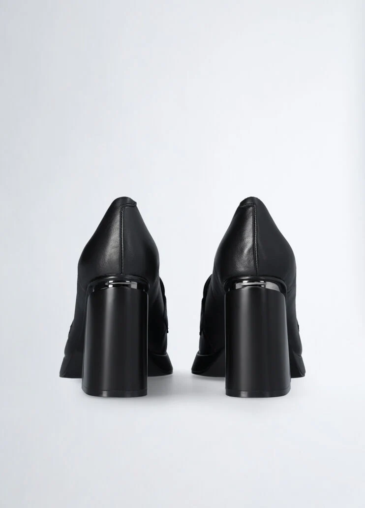 Black heeled loafers