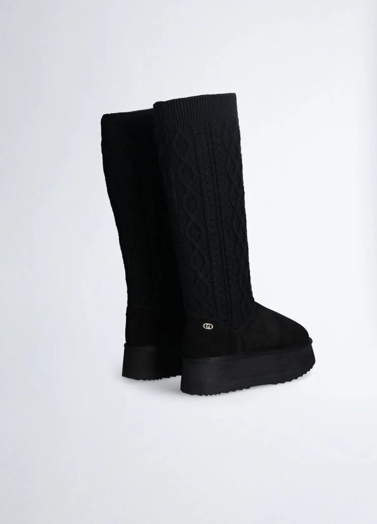 Knit platform boots