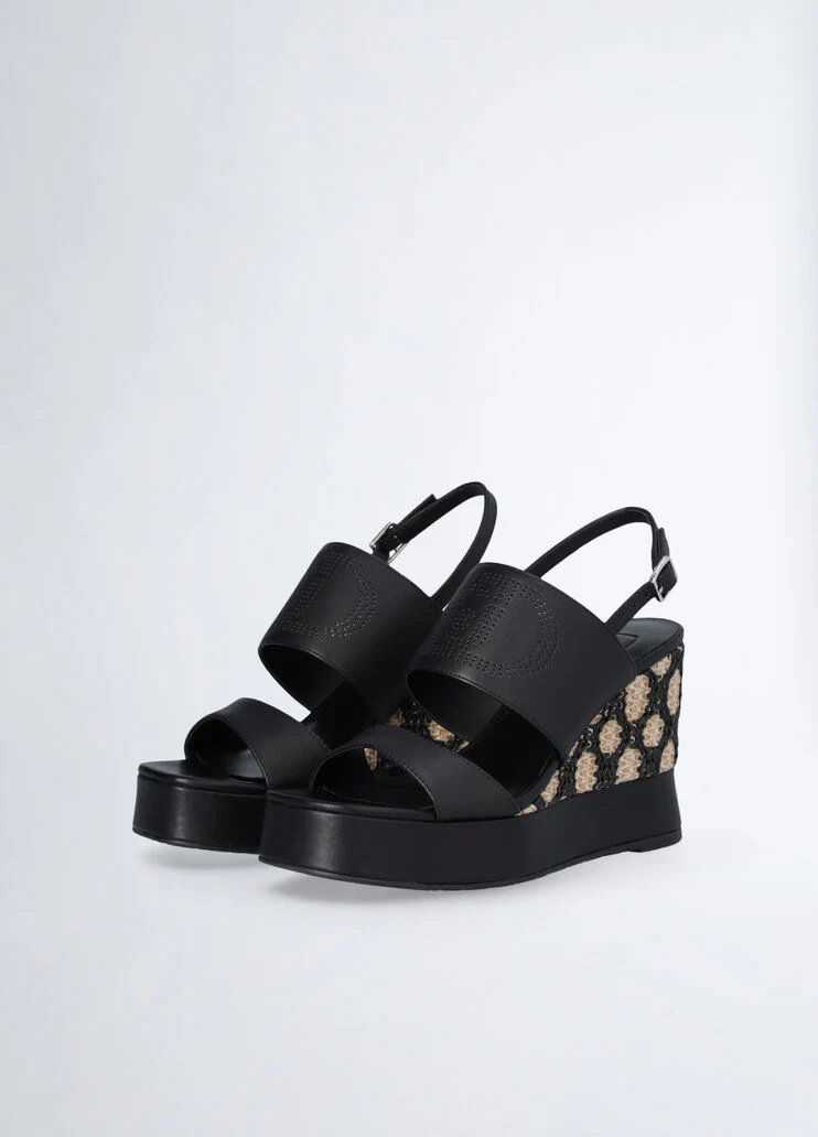 Raffia wedge sandals