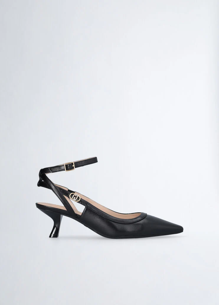 Black slingbacks with low heel