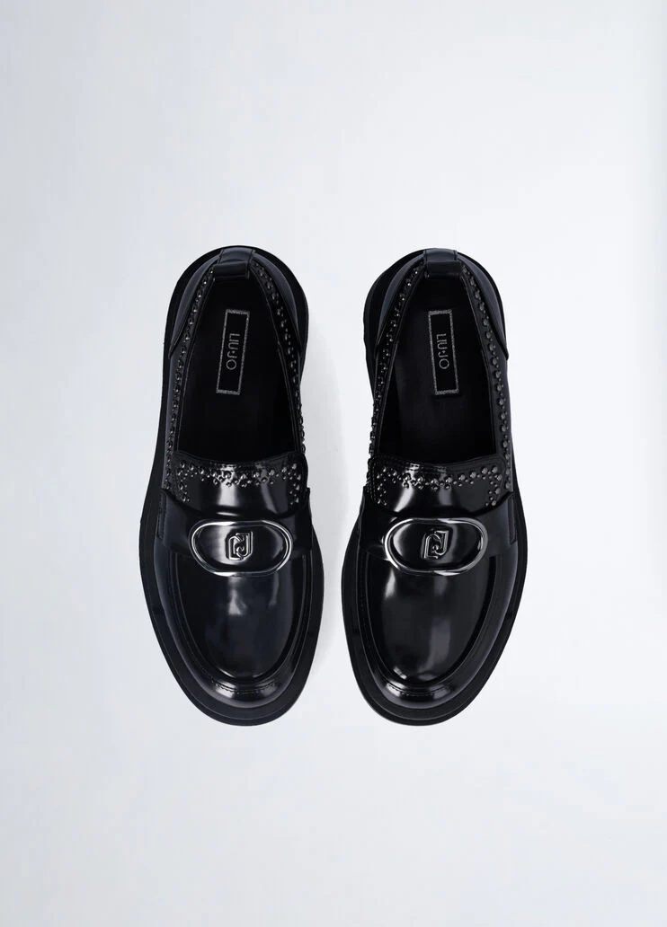 Platform loafers with studs