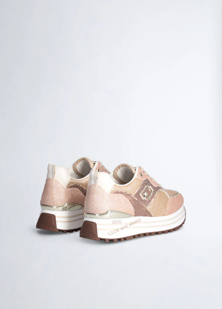 Platform sneakers with glitter and sequins