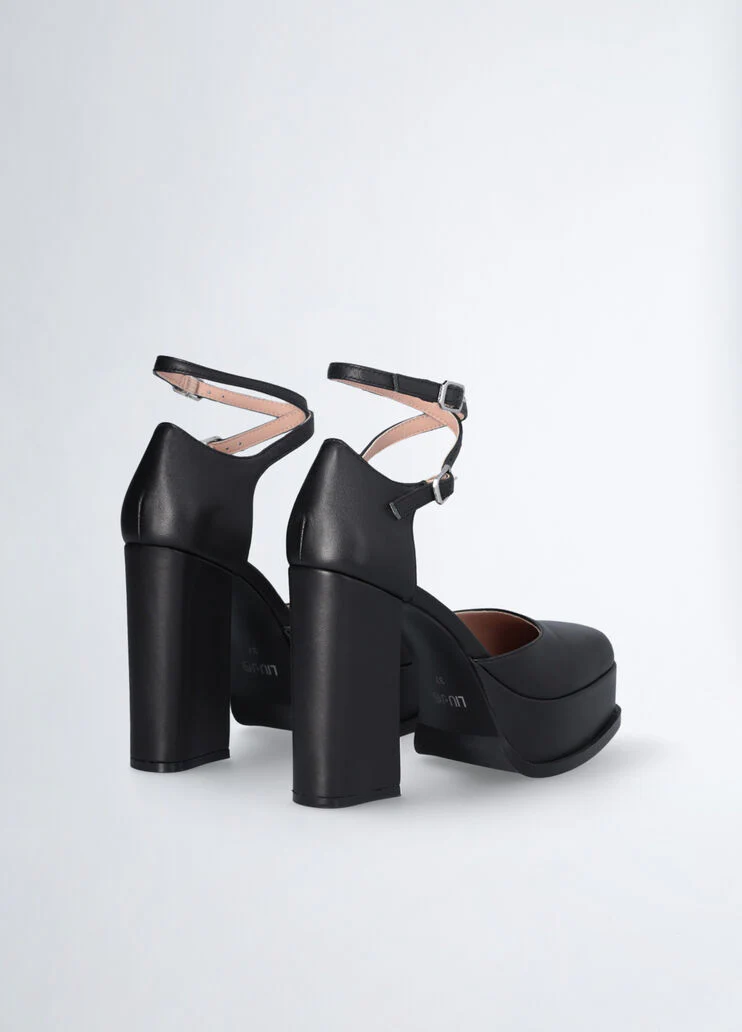 Black leather court shoes