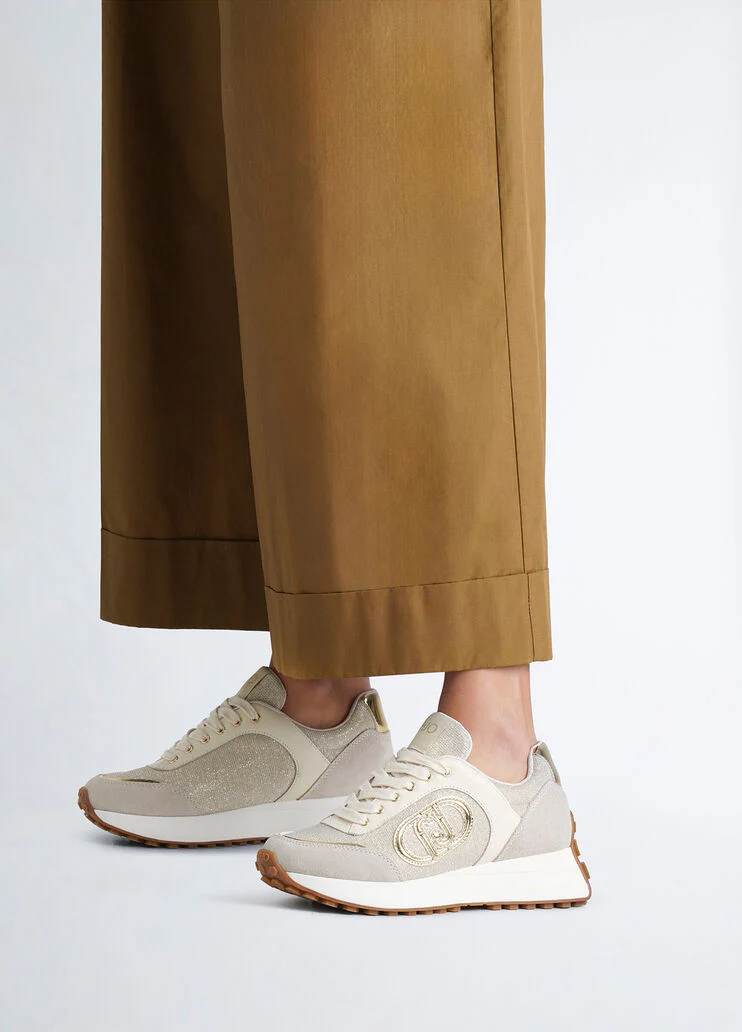 Beige lurex sneakers