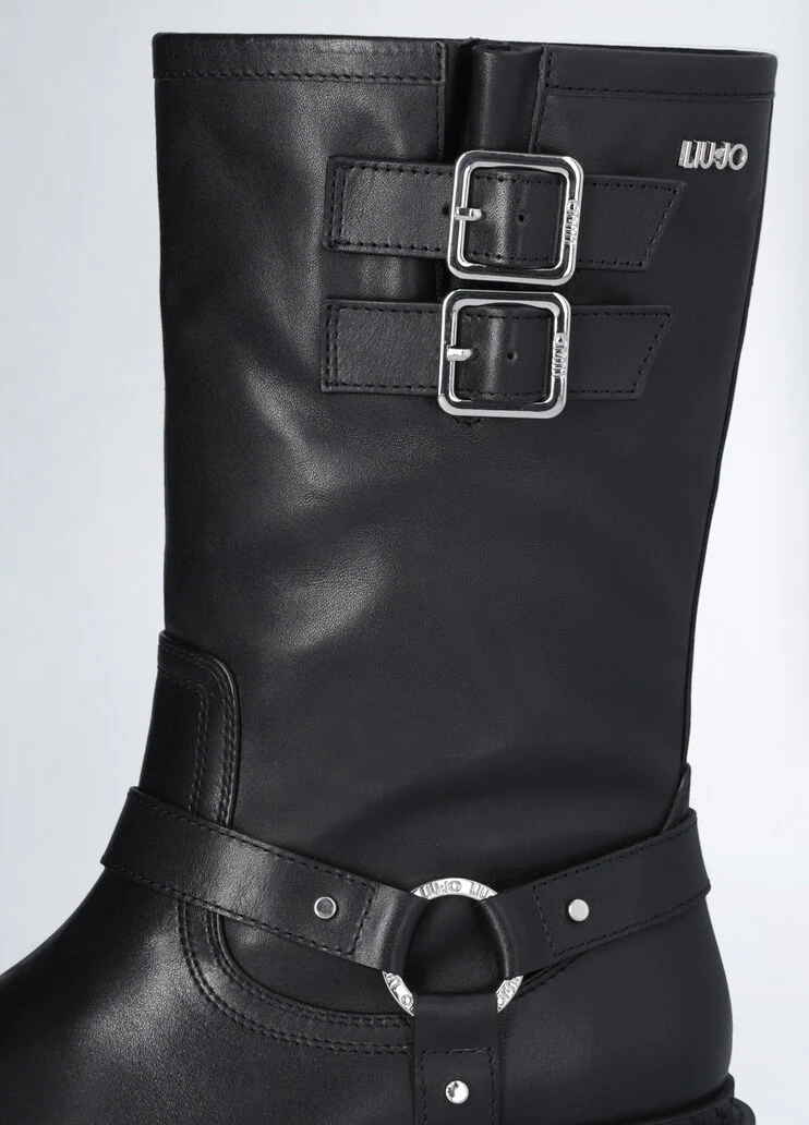 Leather biker boots