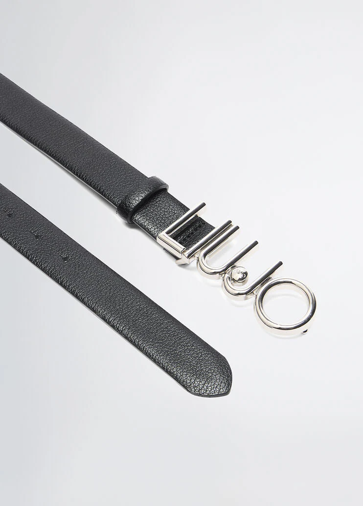 Belt with logo buckle
