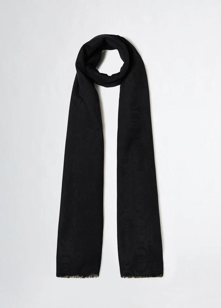 Black jacquard monogram stole