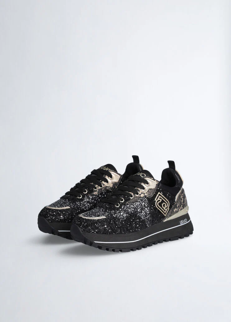 Platform sneakers with glitter