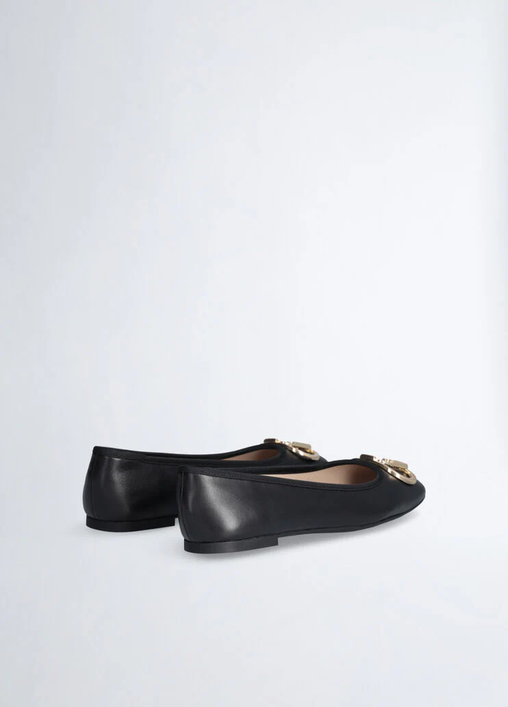 Black leather ballet flats