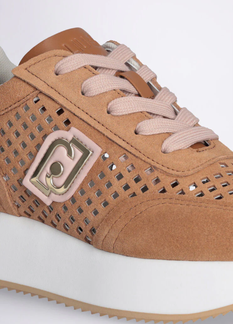 Perforated platform sneakers