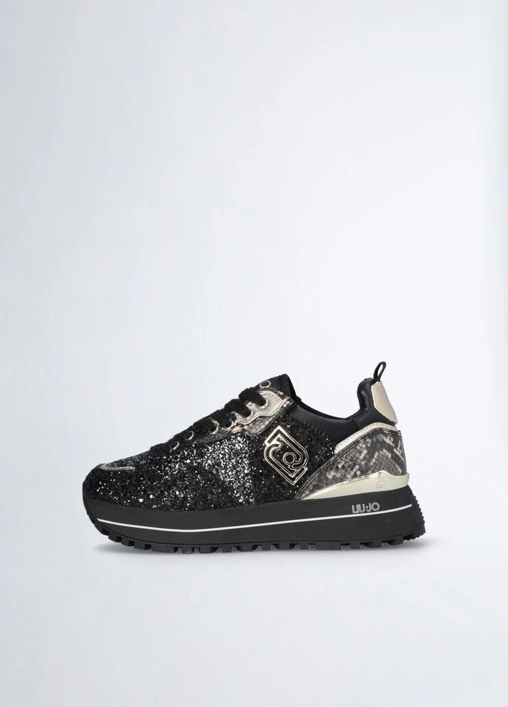 Platform sneakers with glitter