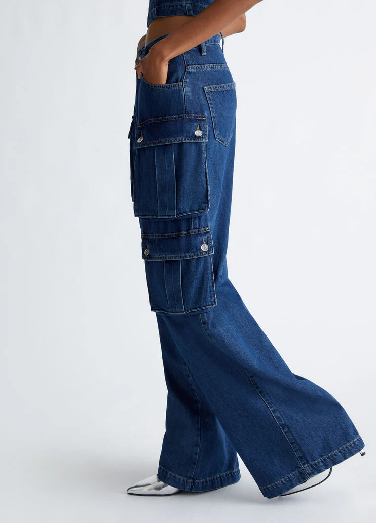 Stretch cotton cargo jeans