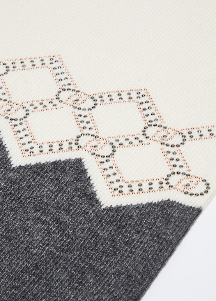 Wool-blend scarf with rhinestones