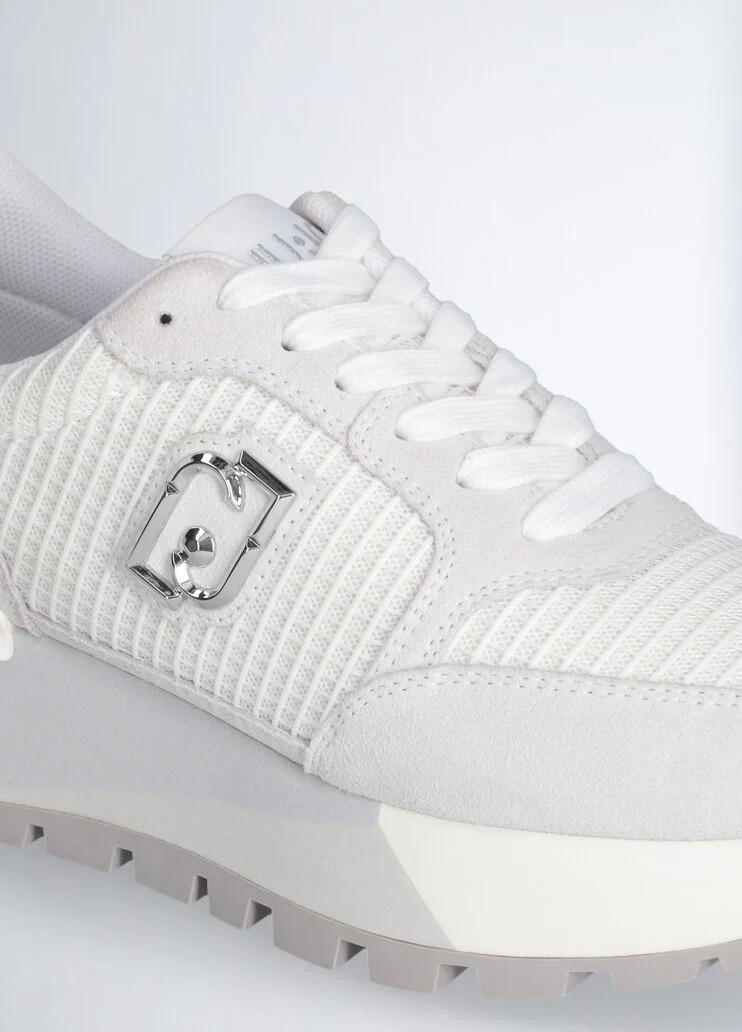 Suede and mesh platform sneakers