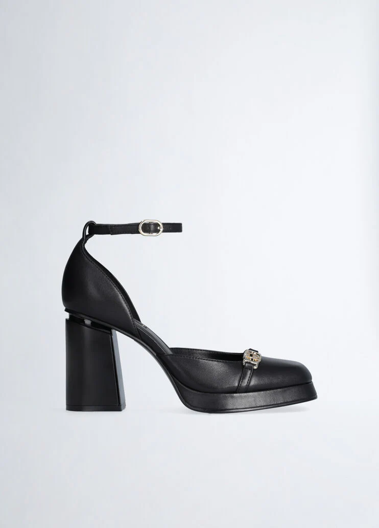 Black two-piece court shoes