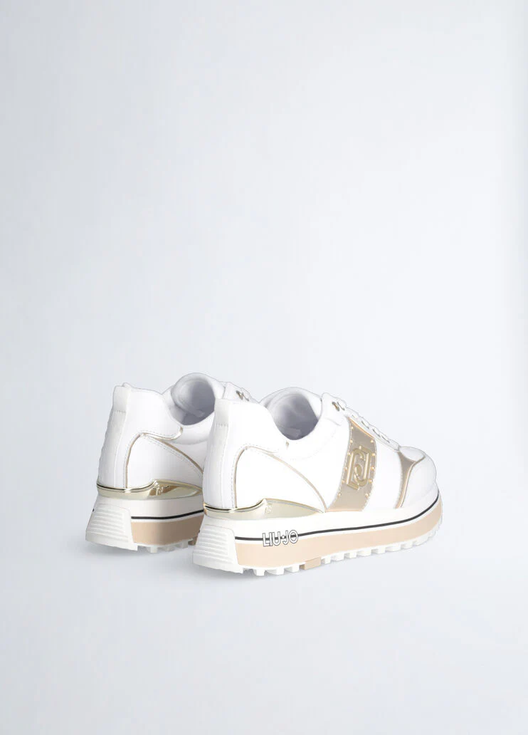 White leather platform sneakers
