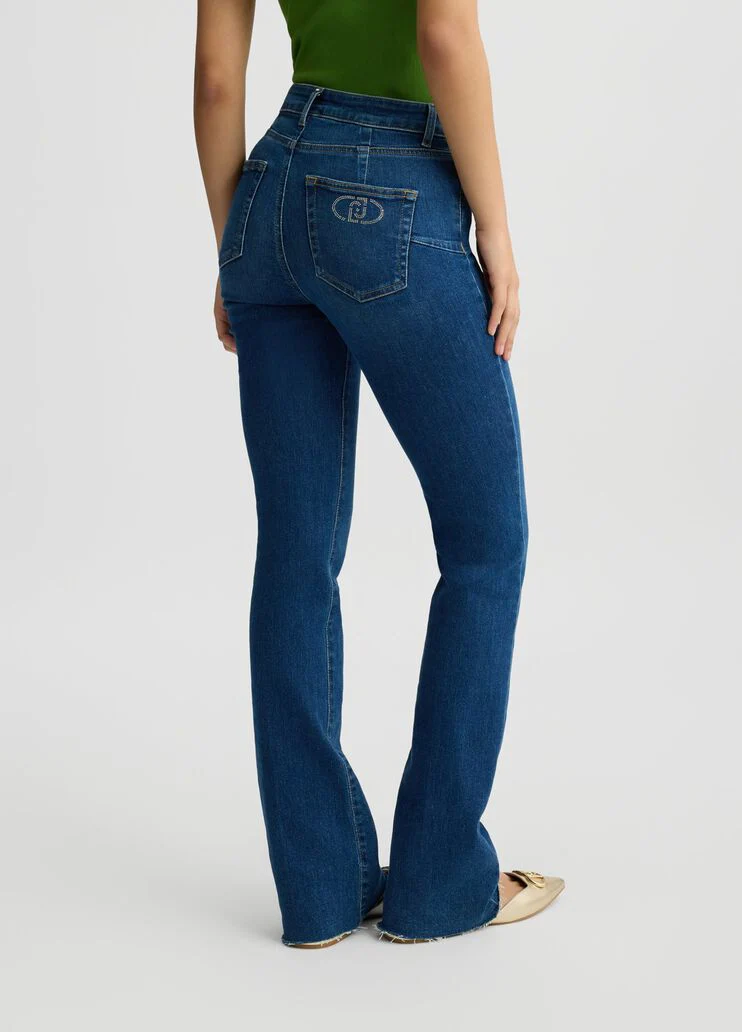 Blue bell-bottom jeans