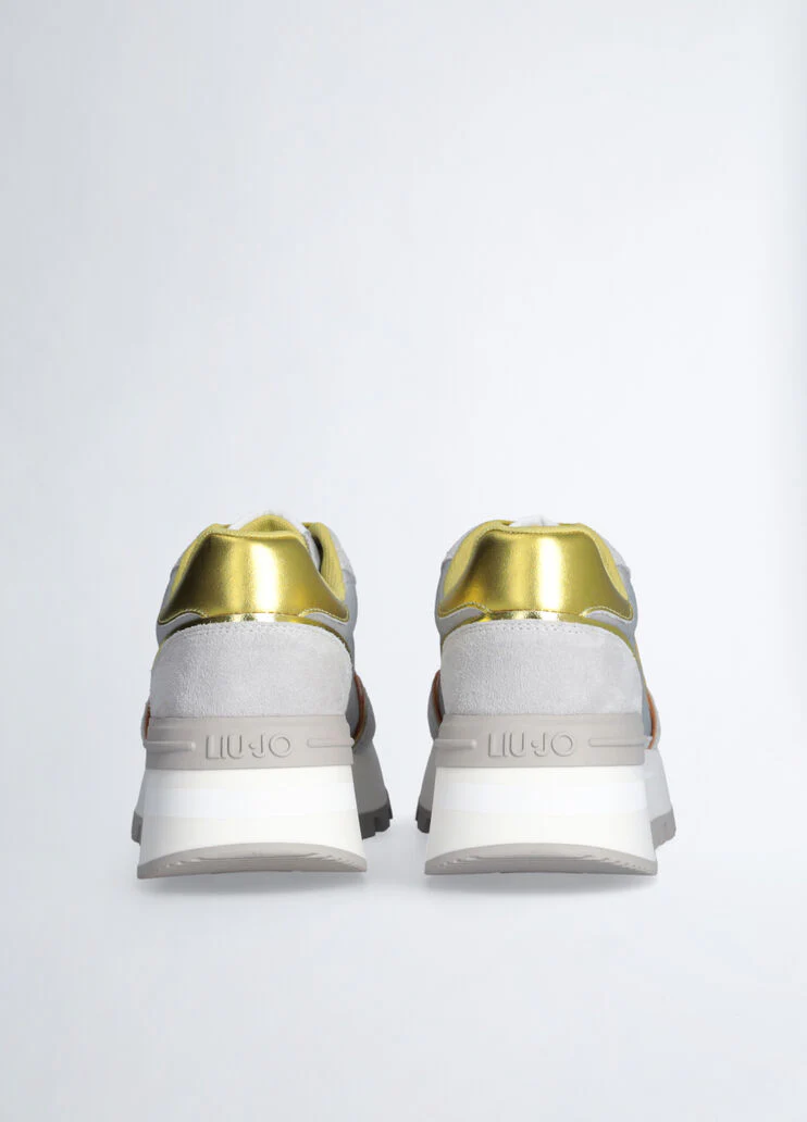 Platform sneakers in suede and nylon