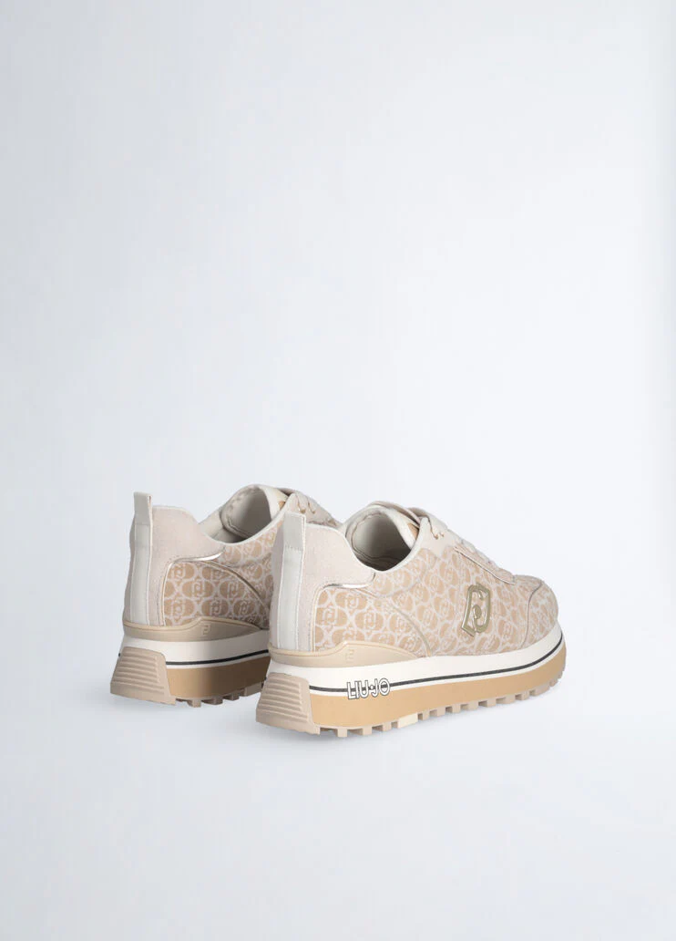 Beige suede platform sneakers