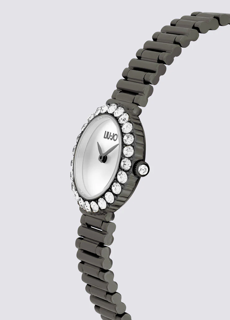 Steel watch with diamantés