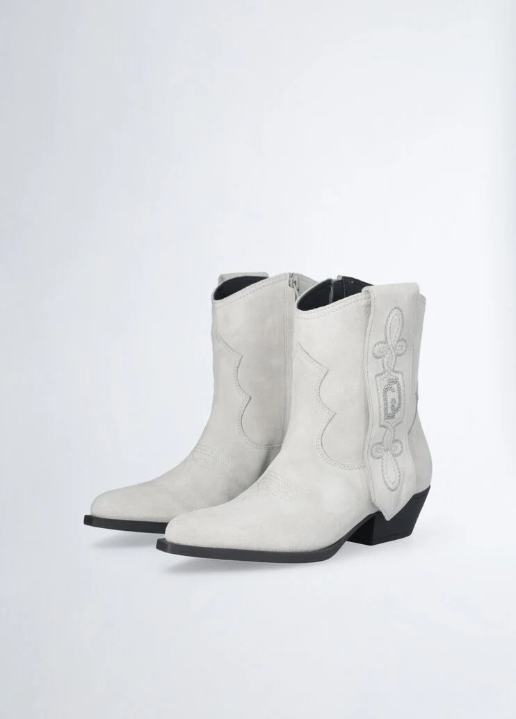 Suede cowboy ankle boots