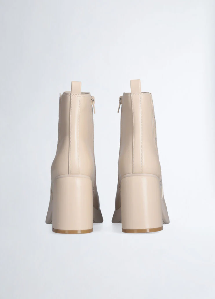 Beige ankle boots with logo