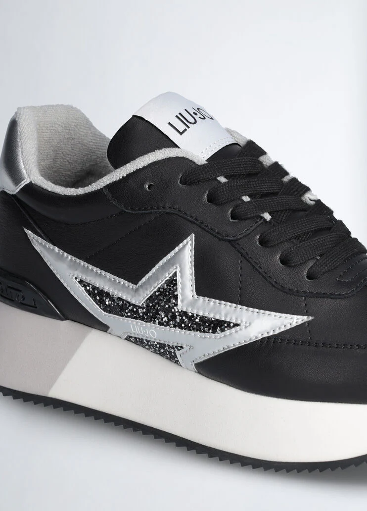 Black leather sneakers