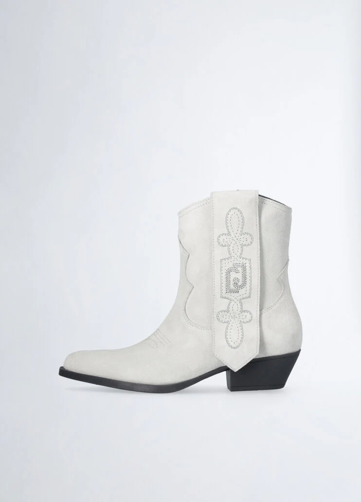 Suede cowboy ankle boots