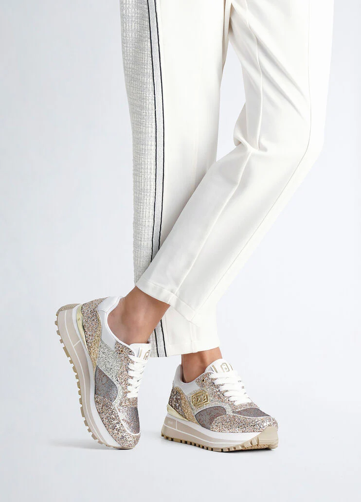 Platform sneakers with full glitter