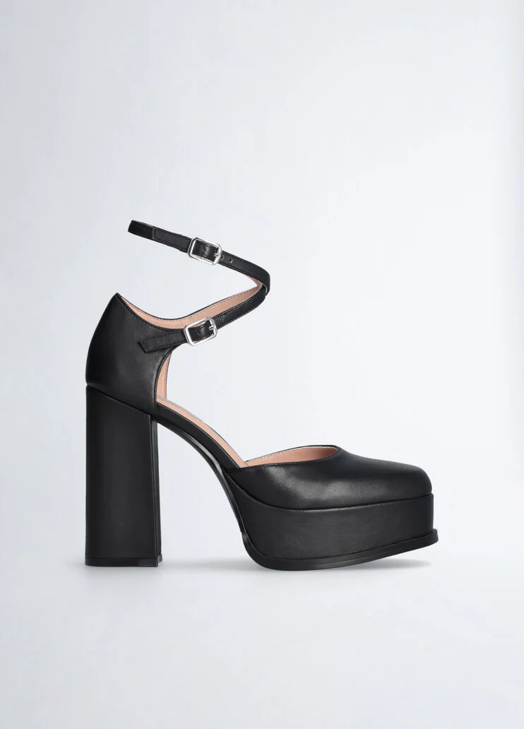 Black leather court shoes