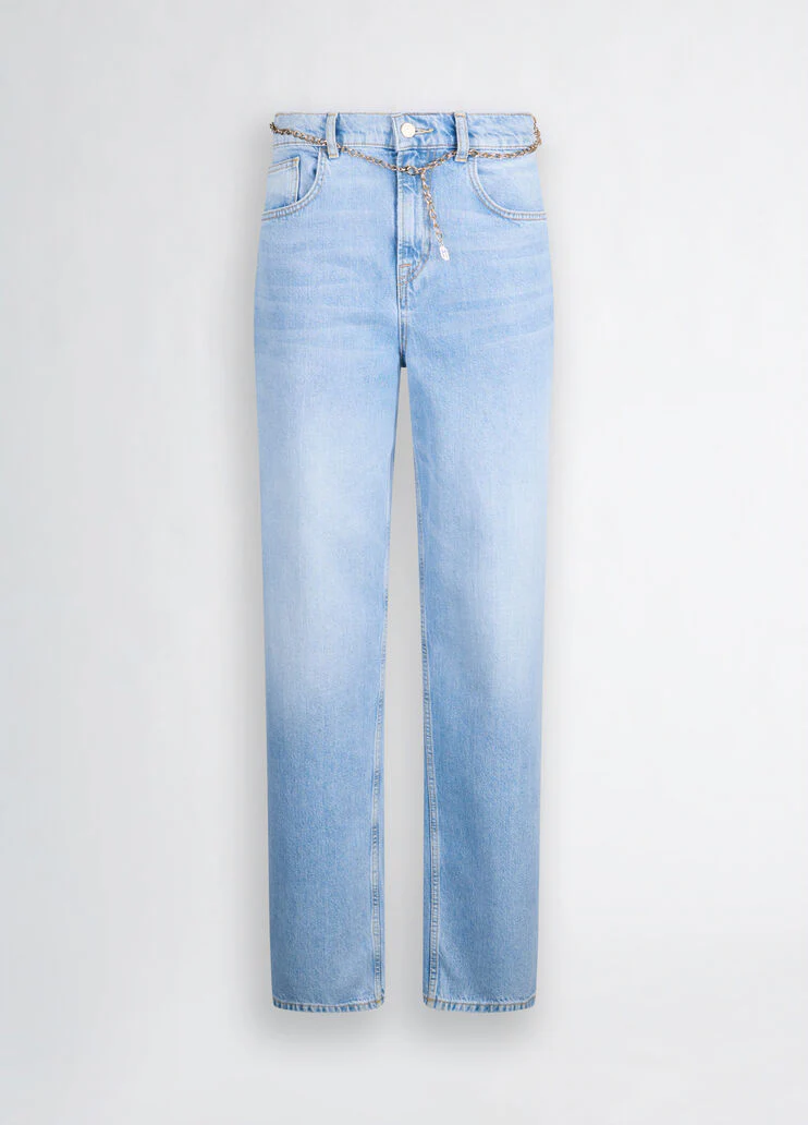 High-waisted straight-leg jeans