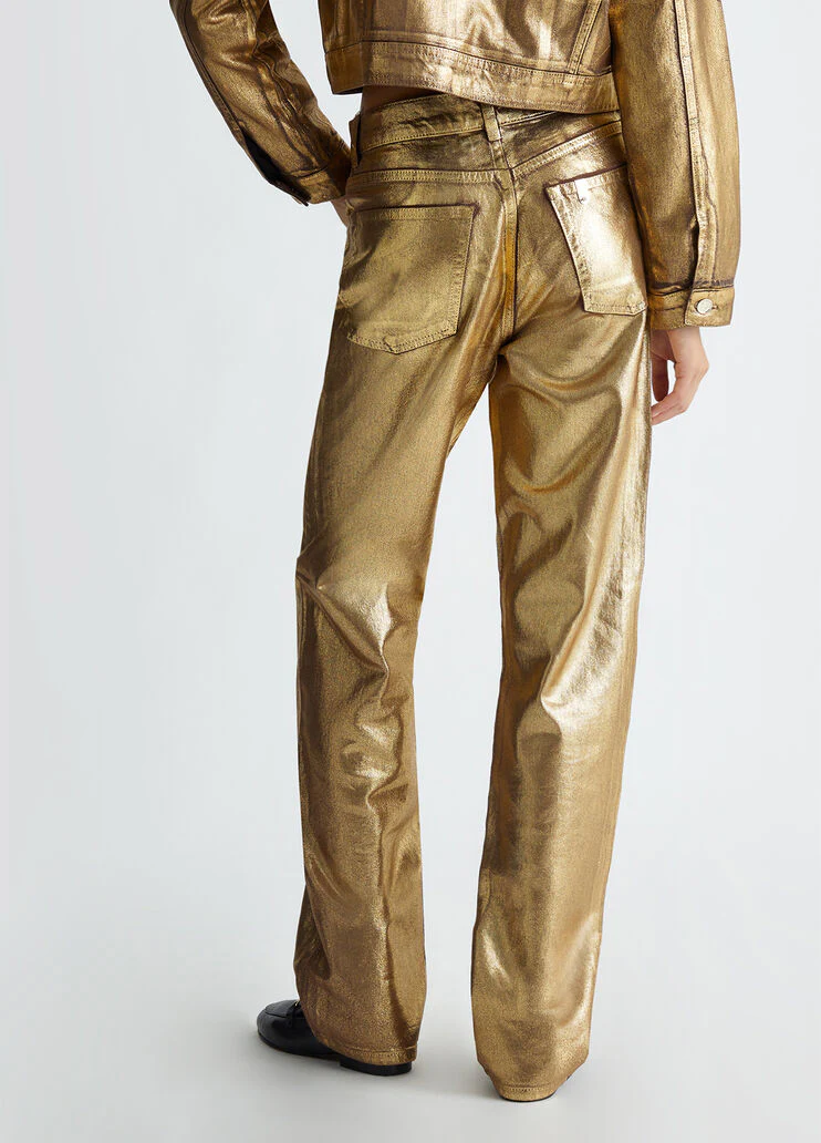 Foil-effect straight-leg jeans