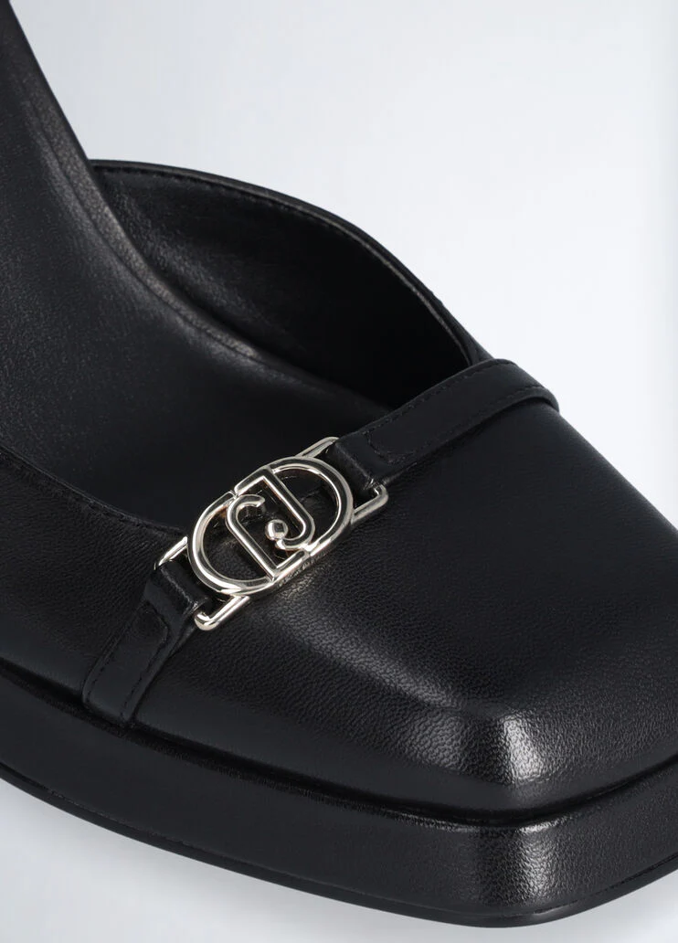 Black two-piece court shoes