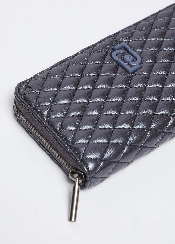 Quilted zip-around purse