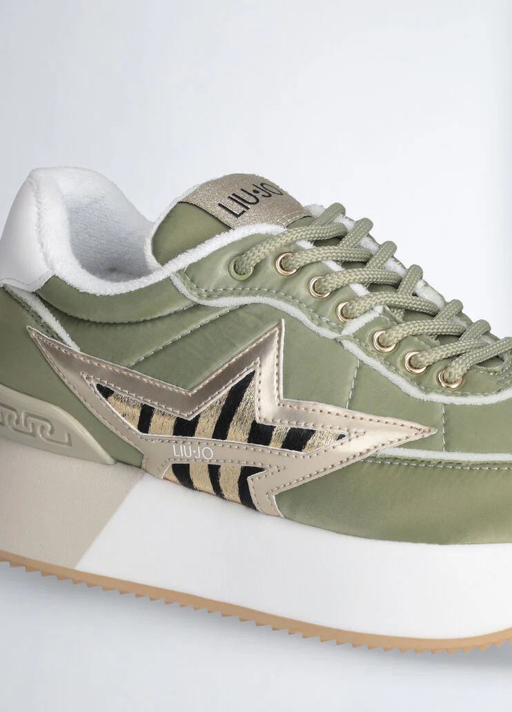 Khaki green platform sneakers