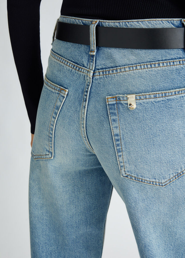 High-waisted straight-leg jeans