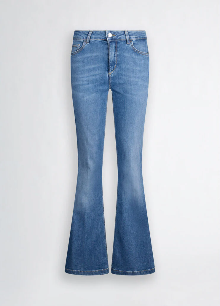 Blue bell-bottom jeans
