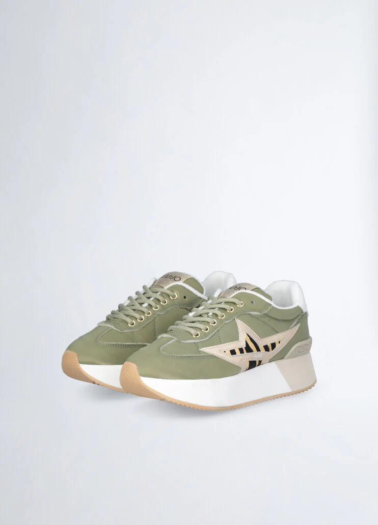 Khaki green platform sneakers
