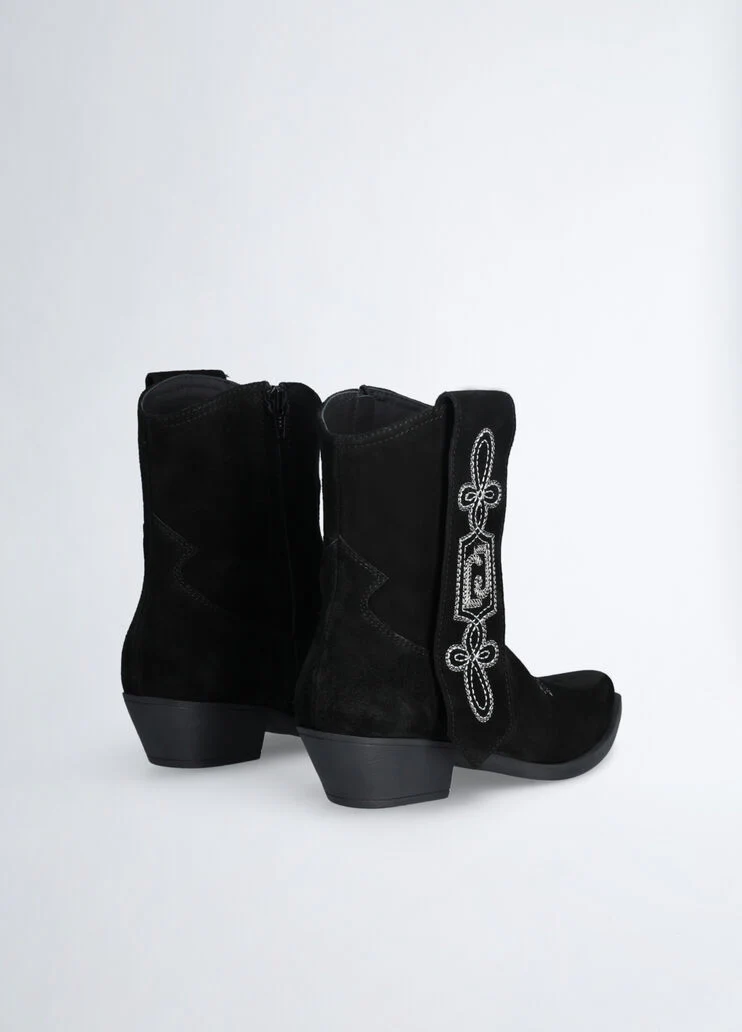 Suede cowboy ankle boots