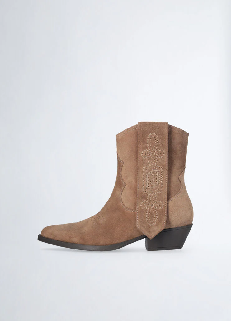 Suede cowboy ankle boots