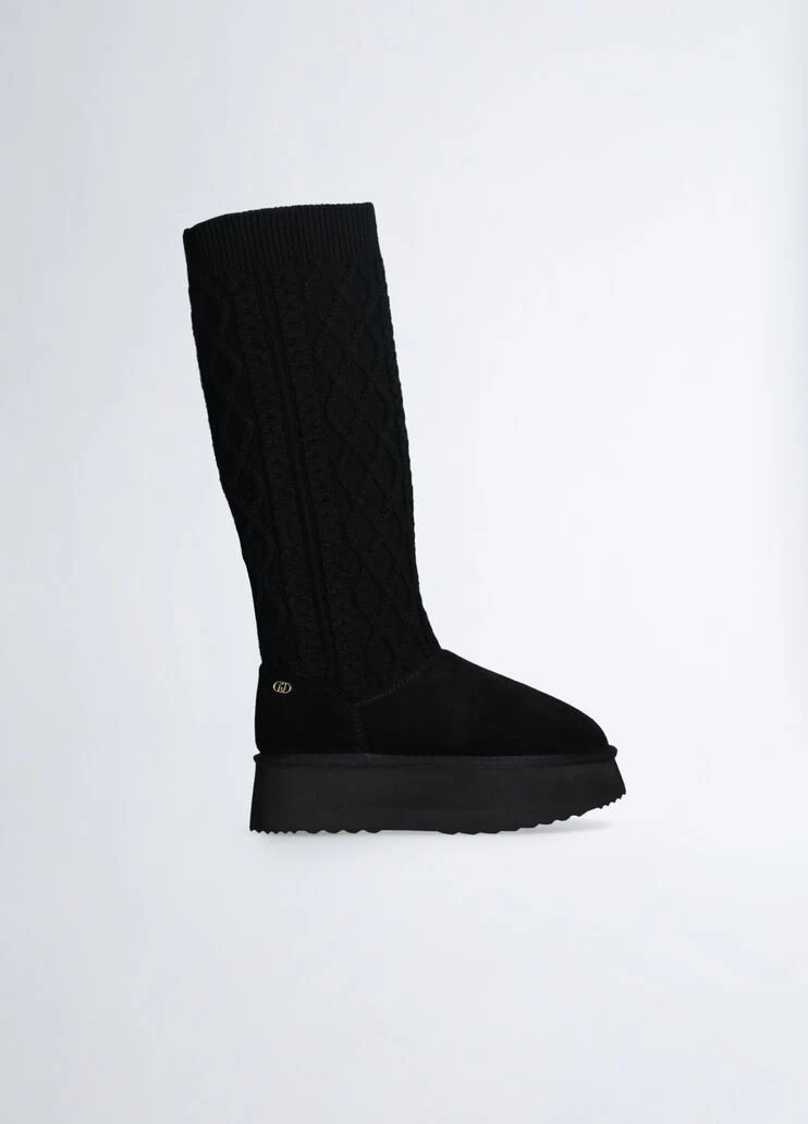 Knit platform boots