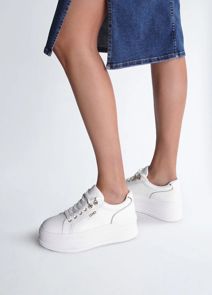Platform sneakers with jewel stones