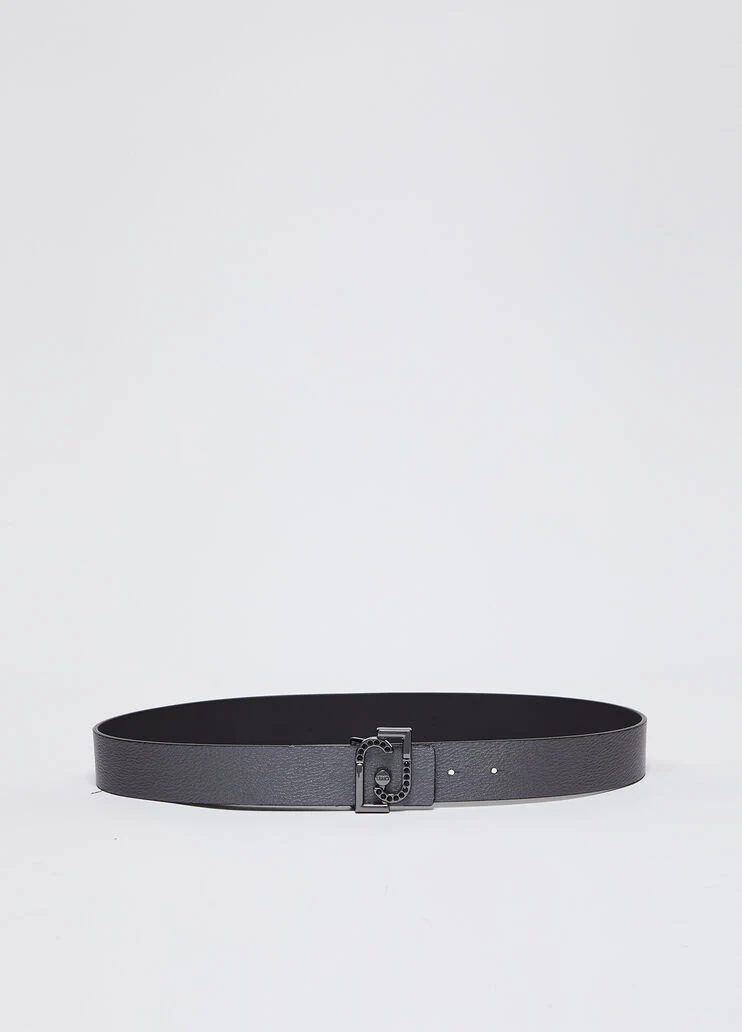 Reversible belt with logo buckle